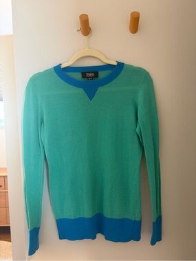 Prabal Gurung Teal Sweater with Bright Blue Trim